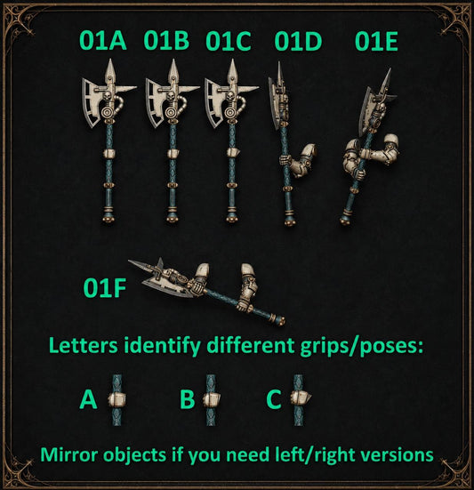 Eternal Pilgrims Two handed axes – Dark Angels Compatible Bits, GreyTide Studio – 3D printed 16K resin bits – main photo