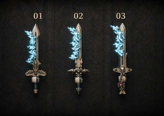 Eternal Pilgrims Burning swords – Dark Angels Compatible Bits, GreyTide Studio – 3D printed 16K resin bits – main photo