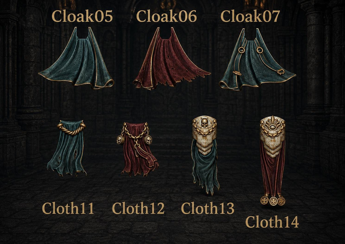 Eternal Pilgrims Cloaks & loincloths – Dark Angels Compatible Bits, GreyTide Studio – 3D printed 16K resin bits – main photo