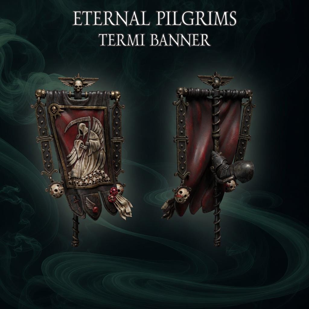 Eternal Pilgrims Termi pack Banner – Dark Angels Compatible Bits, GreyTide Studio – 3D printed 16K resin bits – main photo