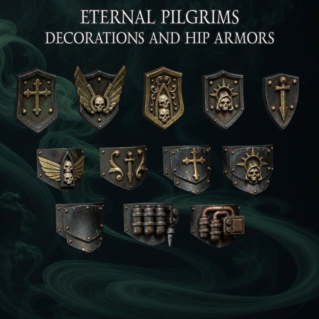 Eternal Pilgrims Termi pack Decorations & hip armors – Dark Angels Compatible Bits, GreyTide Studio – main photo