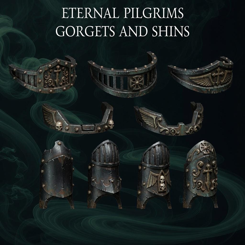Eternal Pilgrims Termi pack Gorgets & shins – Dark Angels Compatible Bits, GreyTide Studio – 16K resin bits – main photo