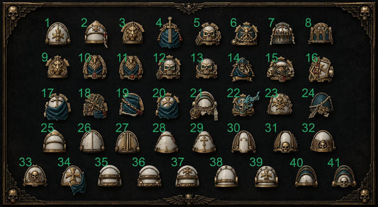 Eternal Pilgrims Shoulder pads – Dark Angels Compatible Bits, GreyTide Studio – 3D printed 16K resin bits – main photo