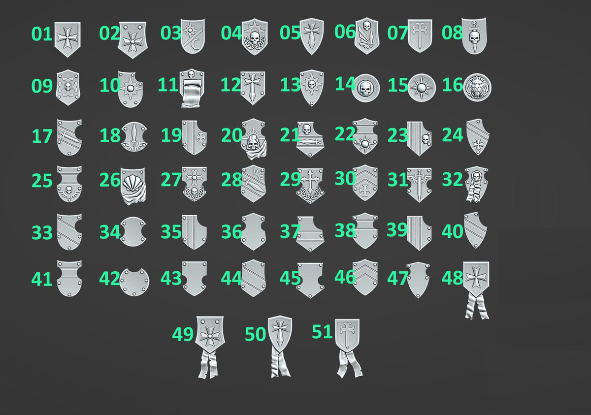 Eternal Pilgrims Shoulder shields – Dark Angels Compatible Bits, GreyTide Studio – 3D printed 16K resin bits – photo 2 of 2