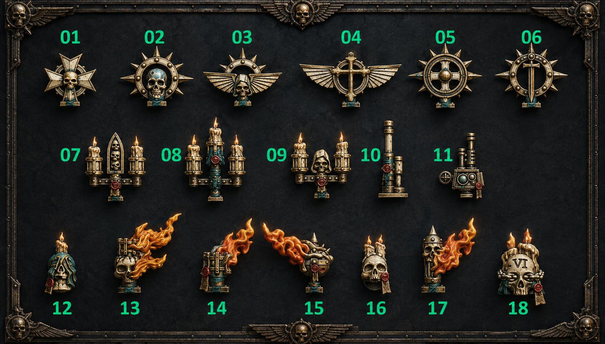 Eternal Pilgrims Backpack accessories – Dark Angels Compatible Bits, GreyTide Studio – 3D printed 16K resin bits – main photo