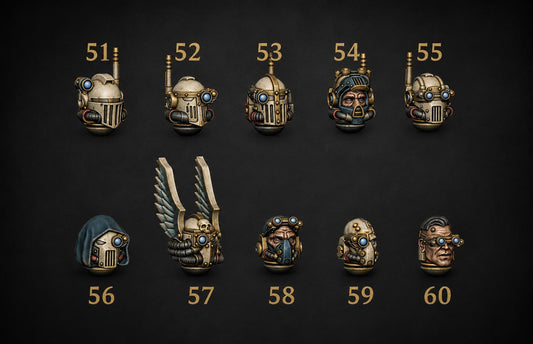 Eternal Pilgrims Tactical helmets – Dark Angels Compatible Bits, GreyTide Studio – 3D printed 16K resin bits – main photo