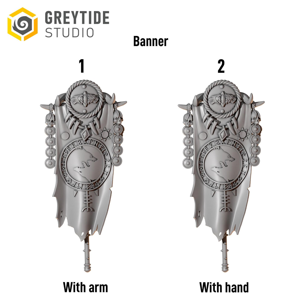 Primal Hounds Big Armor Banner – Space Wolves Compatible Bits, GreyTide Studio – 3D printed 16K resin bits – photo 2 of 3