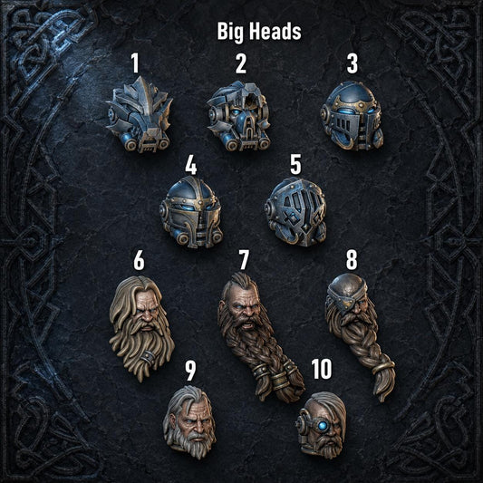 Primal Hounds Big Armor Heads – Space Wolves Compatible Bits, GreyTide Studio – 3D printed 16K resin bits – main photo