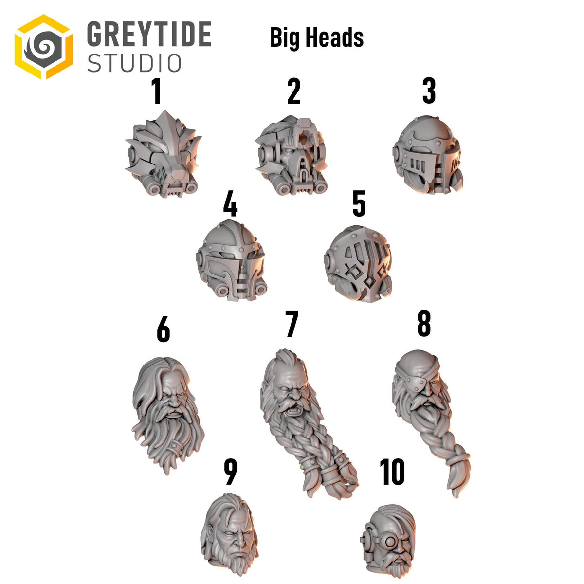 Primal Hounds Big Armor Heads – Space Wolves Compatible Bits, GreyTide Studio – 3D printed 16K resin bits – photo 2 of 2