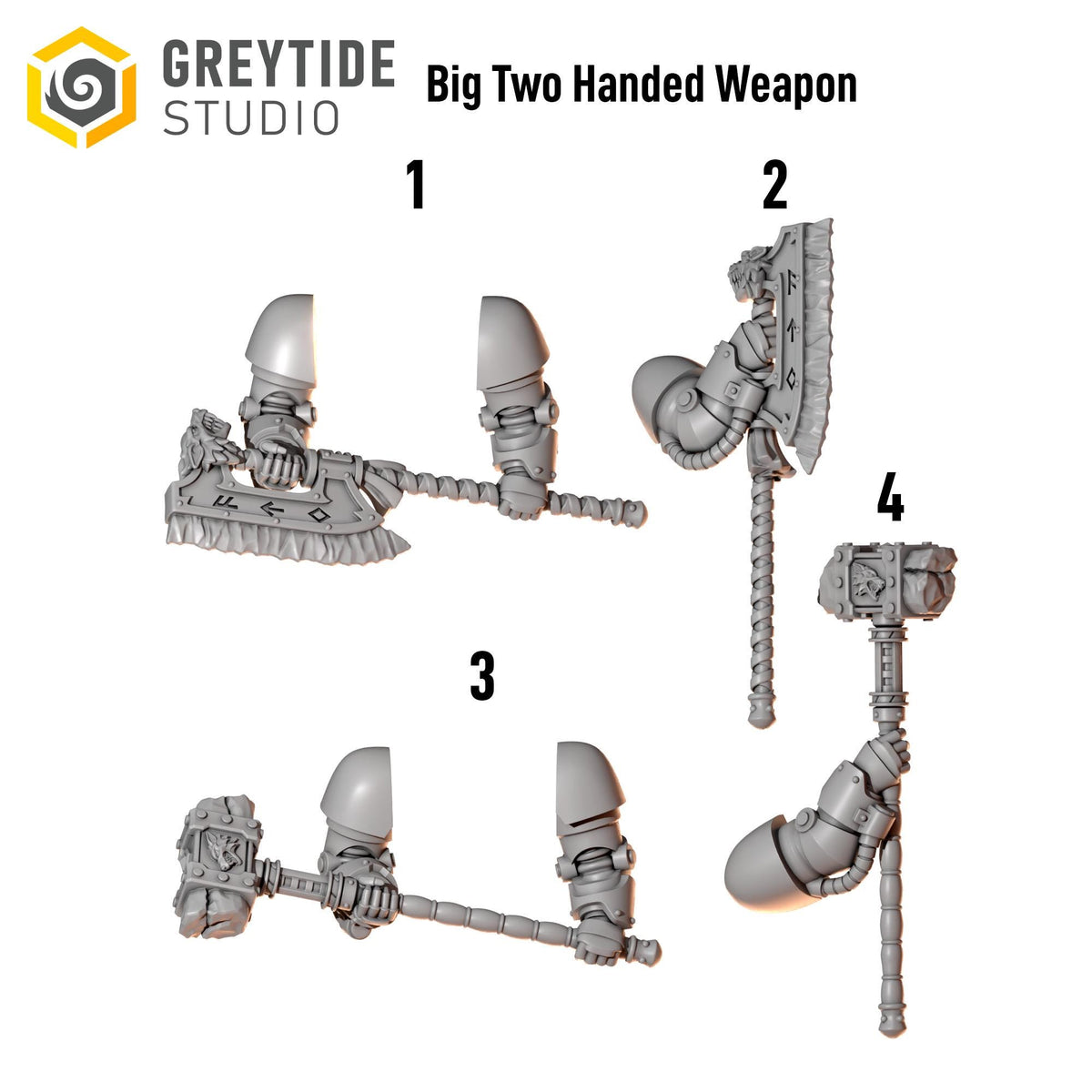 Primal Hounds Big Armor Two Handed Weapons – Space Wolves Compatible Bits, GreyTide Studio – 16K resin bits – photo 2 of 2