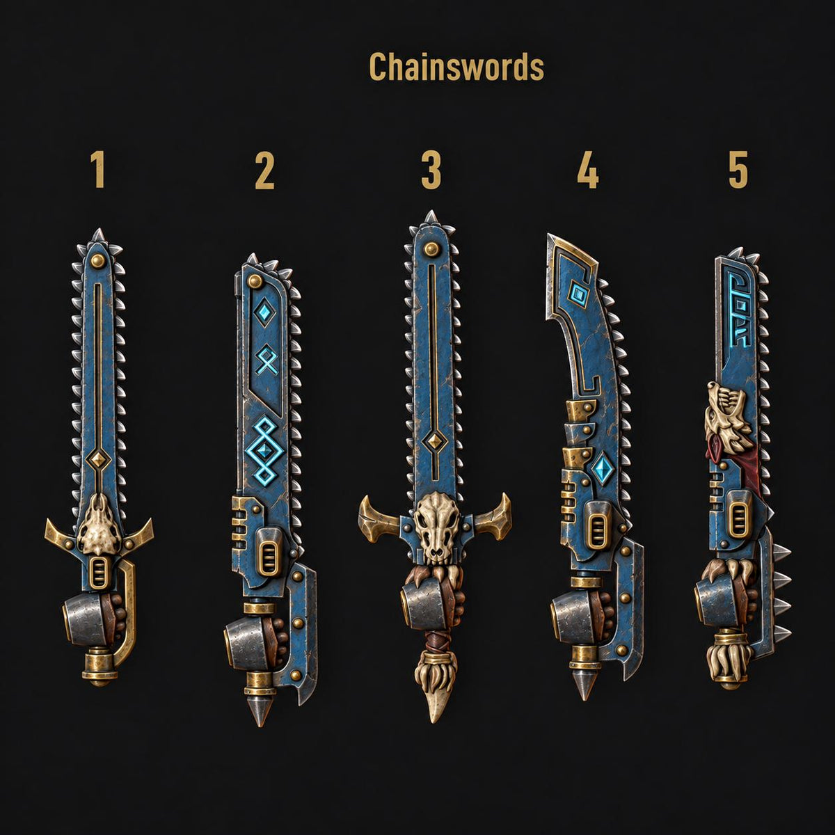 Primal Hounds Chainswords – Space Wolves Compatible Bits, GreyTide Studio – 3D printed 16K resin bits – main photo