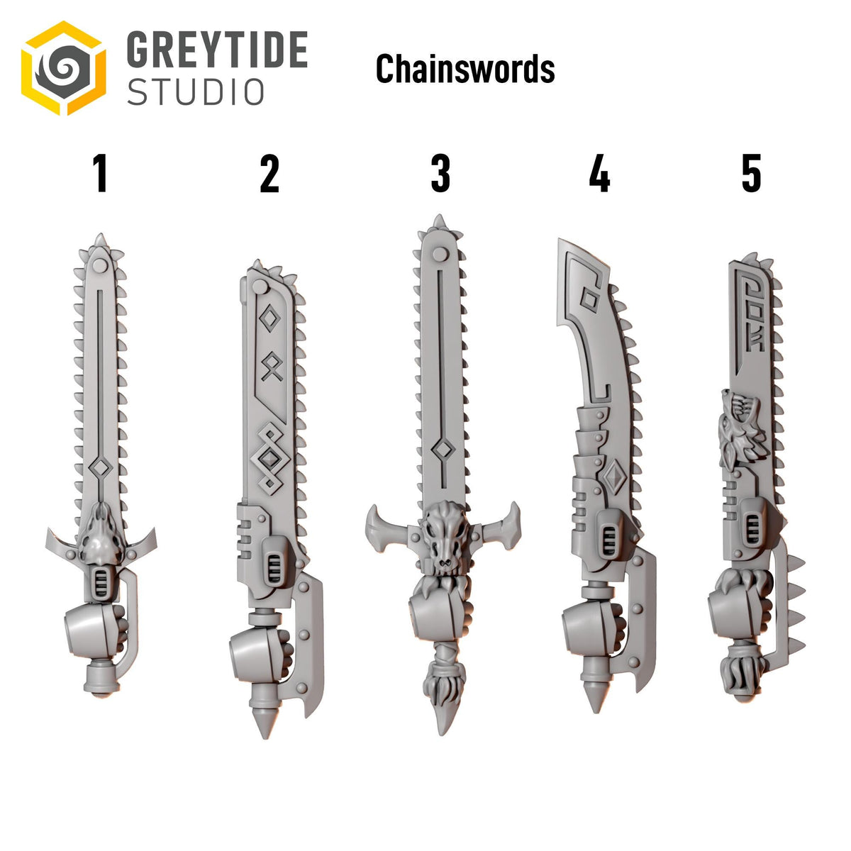 Primal Hounds Chainswords – Space Wolves Compatible Bits, GreyTide Studio – 3D printed 16K resin bits – photo 2 of 2