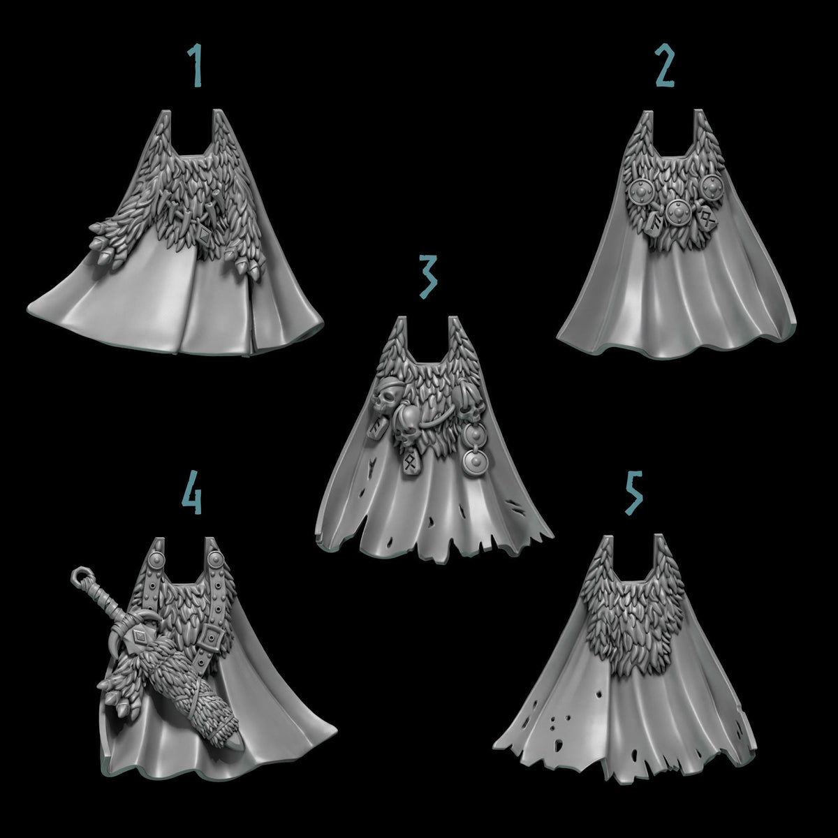 Primal Hounds Cloaks – Space Wolves Compatible Bits, GreyTide Studio – 3D printed 16K resin bits – photo 2 of 2