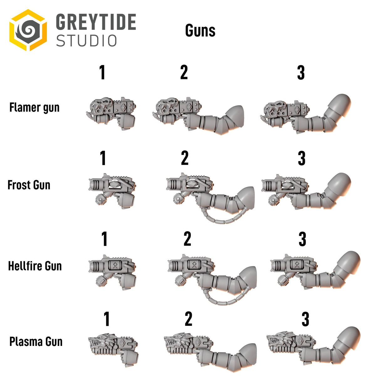 Primal Hounds Guns – Space Wolves Compatible Bits, GreyTide Studio – 3D printed 16K resin bits – photo 2 of 2