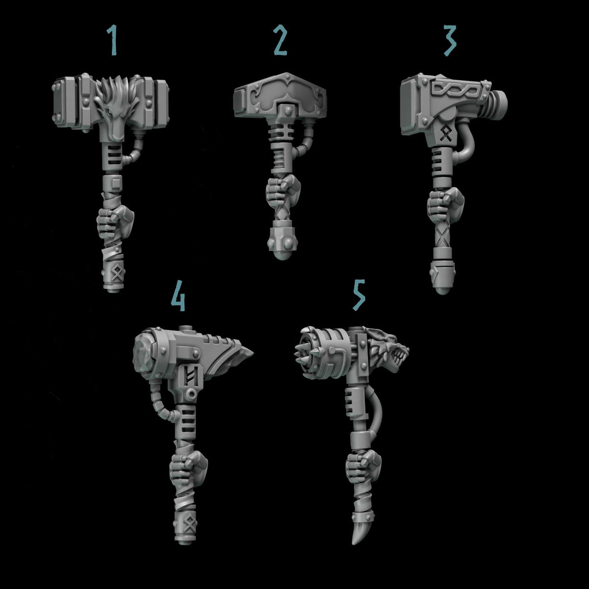 Primal Hounds Hammers – Space Wolves Compatible Bits, GreyTide Studio – 3D printed 16K resin bits – photo 2 of 2