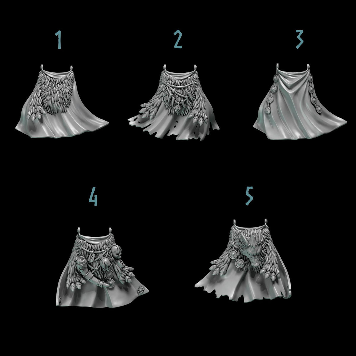 Primal Hounds Termi Cloaks – Space Wolves Compatible Bits, GreyTide Studio – 3D printed 16K resin bits – photo 2 of 2