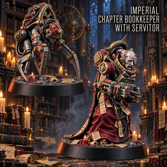 Imperial Bookkeeper with Servitor – Space Marines Proxy, Wargame Exclusive – 3D printed 16K resin miniature – main photo