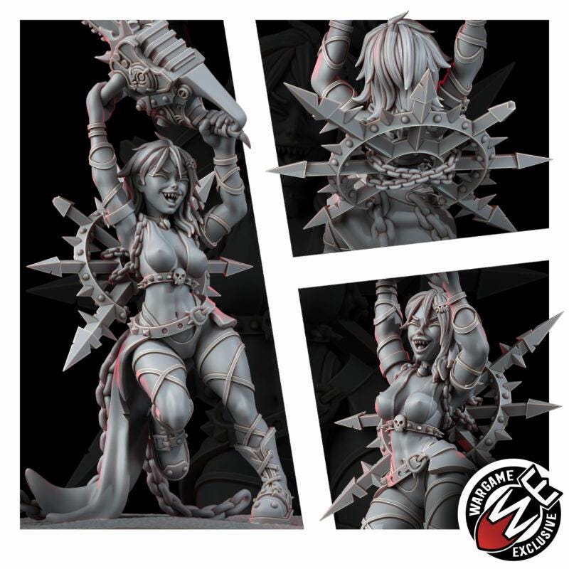 Cultist Chan Chainripper – Chaos Proxy, Wargame Exclusive – 3D printed 16K resin miniature – photo 5 of 5
